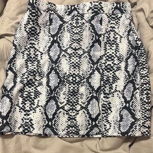 SHEIN Black and White Snake-Print A-Line Skirt